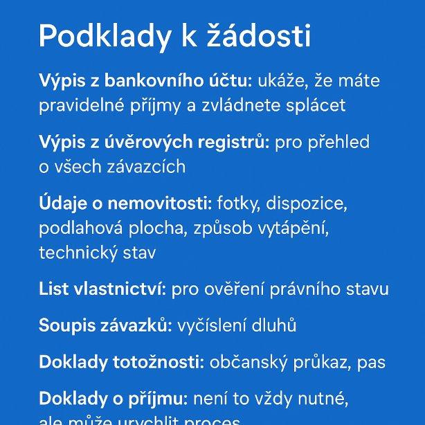 Nebankovní úvěr_podklady k žádosti_výpis z účtu  registry nemovitost závazky doklady